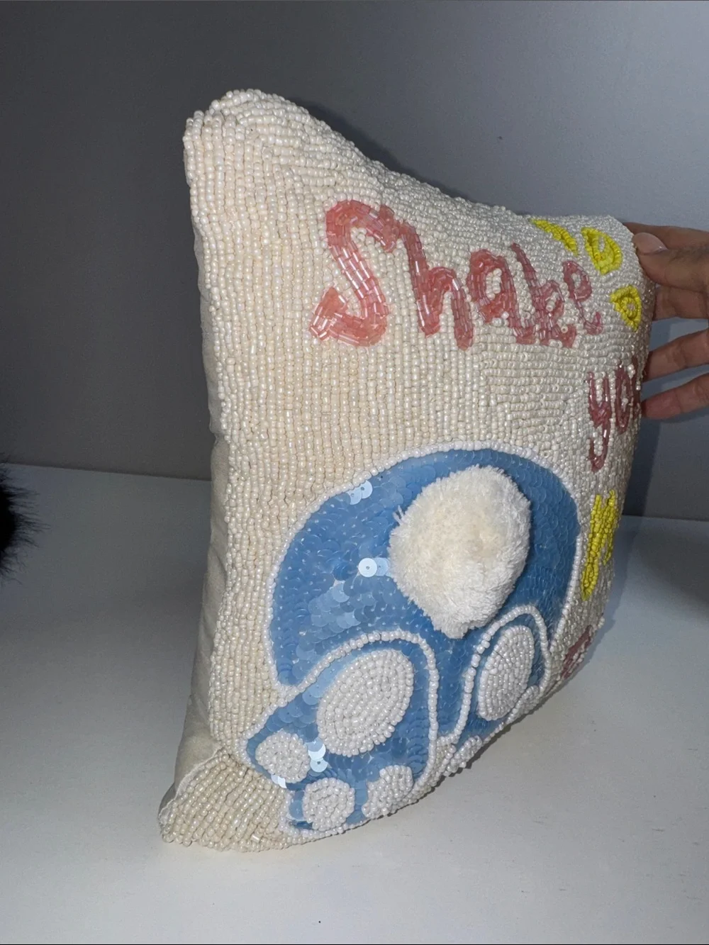 Beaded “Shake Your Bunny Tail” Easter Throw Pillow – DIY Project